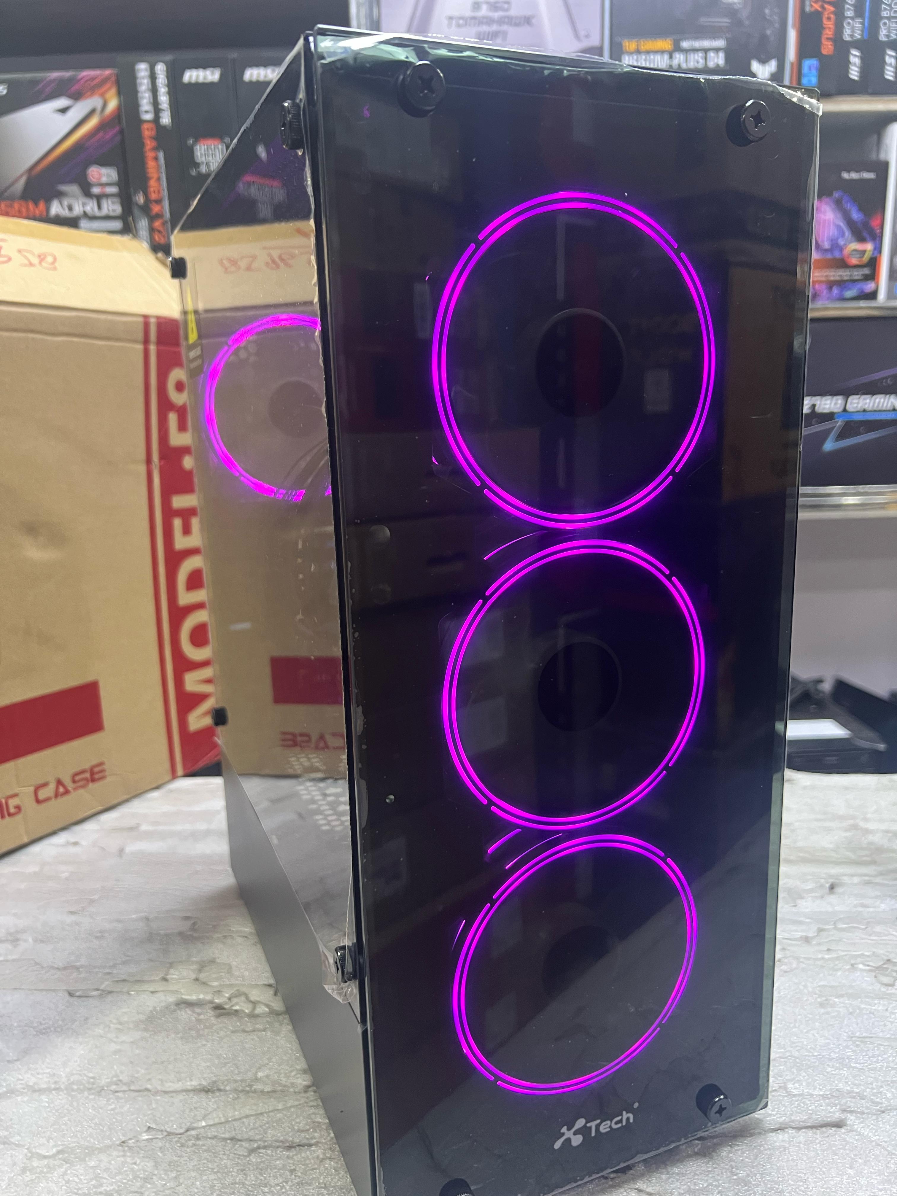 Xtech Casing F8 mid Tower black with 4 Rgb Fans Xtech Casing F8 mid Tower black with 4 Rgb Fans